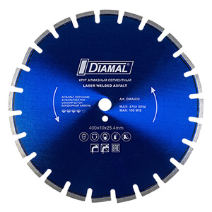 Круг алмазный 400 мм по асфальту DMA400 DIAMAL 